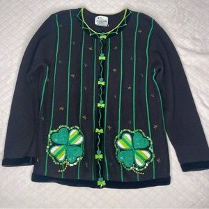 Quacker Factory Saint Patrick’s day knitted sweater cardigan